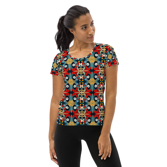 DMV 0269 Vintage Artsy All-Over Print Women's Athletic T-shirt