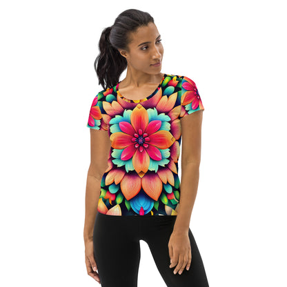 DMV 0020 Floral All-Over Print Women's Athletic T-shirt