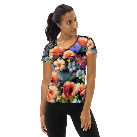 DMV 0043 Floral All-Over Print Women's Athletic T-shirt