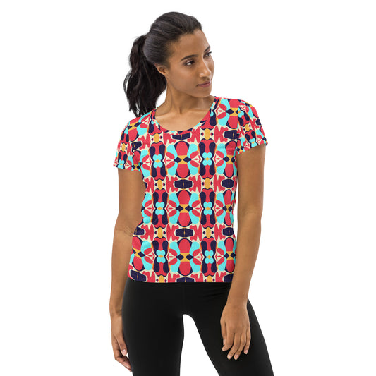 DMV 0030 Vintage Artsy All-Over Print Women's Athletic T-shirt