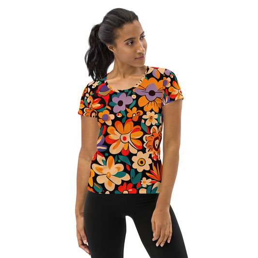 DMV 0029 Floral All-Over Print Women's Athletic T-shirt