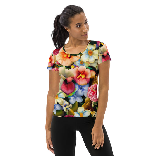 DMV 0088 Floral All-Over Print Women's Athletic T-shirt