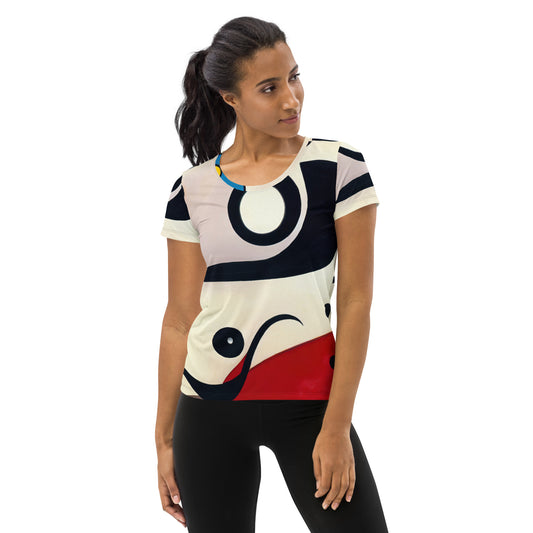 DMV 0039 Retro Art All-Over Print Women's Athletic T-shirt