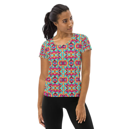 DMV 0010 Vintage Artsy All-Over Print Women's Athletic T-shirt