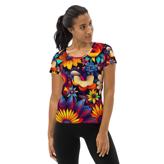 DMV 0080 Floral All-Over Print Women's Athletic T-shirt