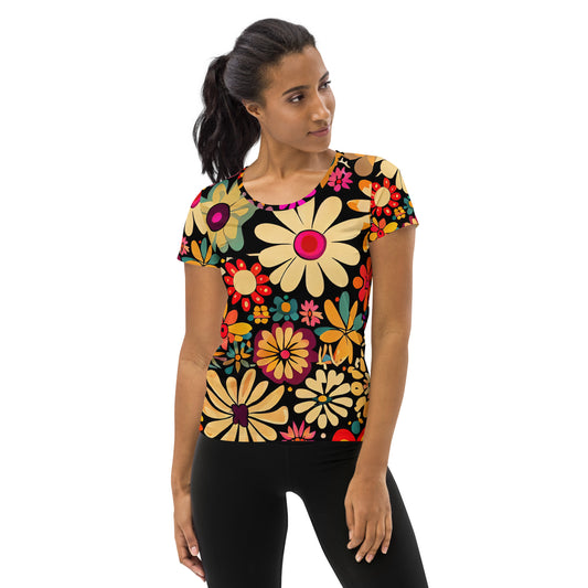 DMV 0101 Floral All-Over Print Women's Athletic T-shirt