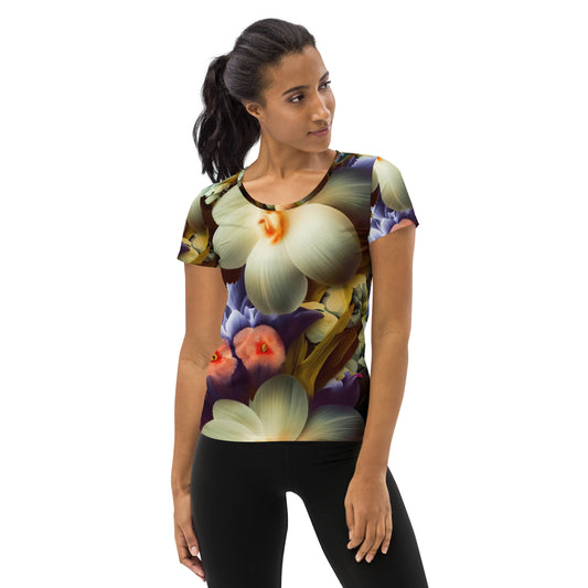 DMV 0125 Floral All-Over Print Women's Athletic T-shirt