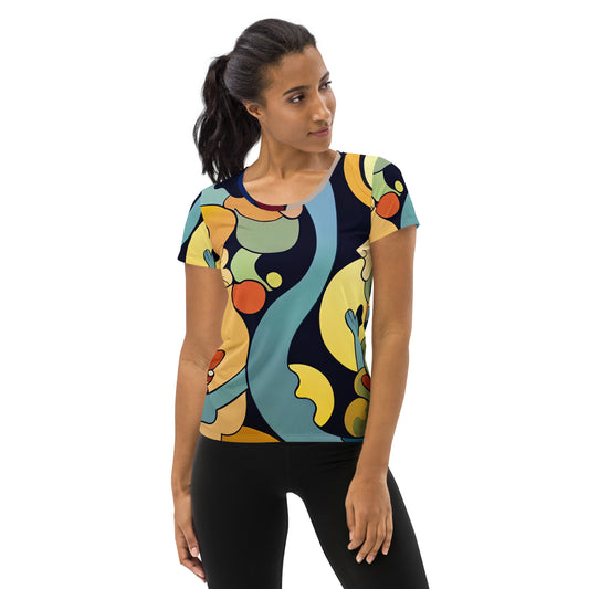 DMV 0242 Retro Art All-Over Print Women's Athletic T-shirt