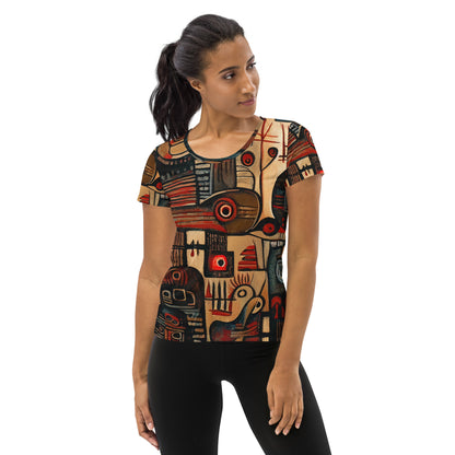 DMV 0256 Retro Art All-Over Print Women's Athletic T-shirt