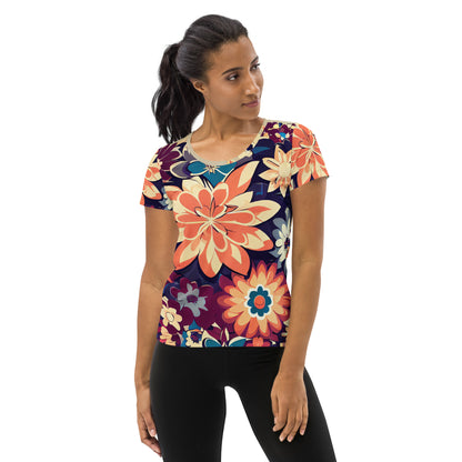 DMV 0253 Floral All-Over Print Women's Athletic T-shirt