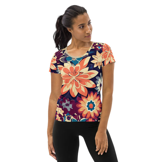 DMV 0253 Floral All-Over Print Women's Athletic T-shirt