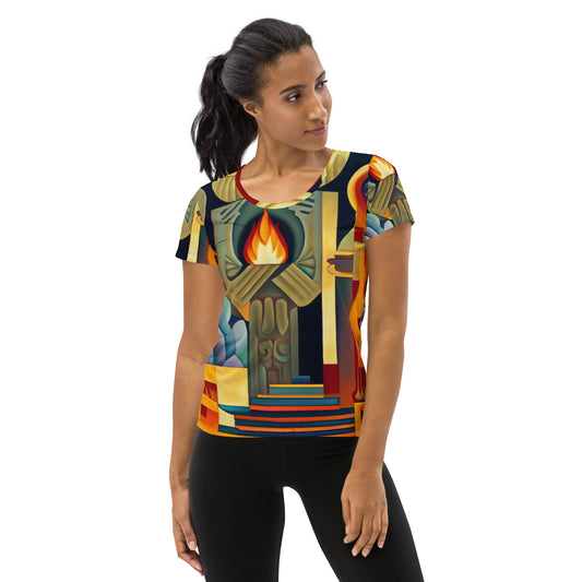 DMV 0237 Retro Art All-Over Print Women's Athletic T-shirt