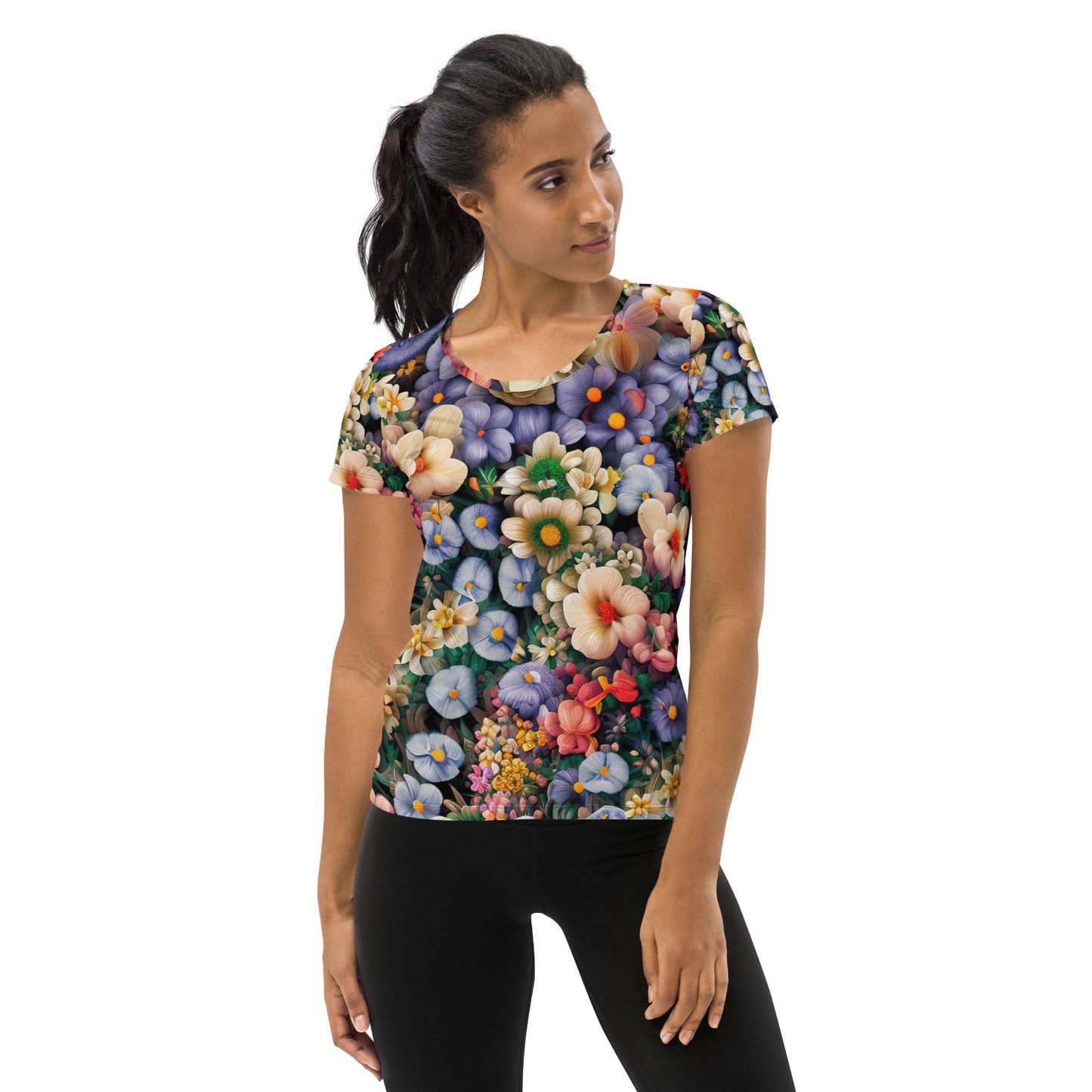 DMV 0114 Floral All-Over Print Women's Athletic T-shirt