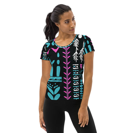 DMV 0122 Boho All-Over Print Women's Athletic T-shirt