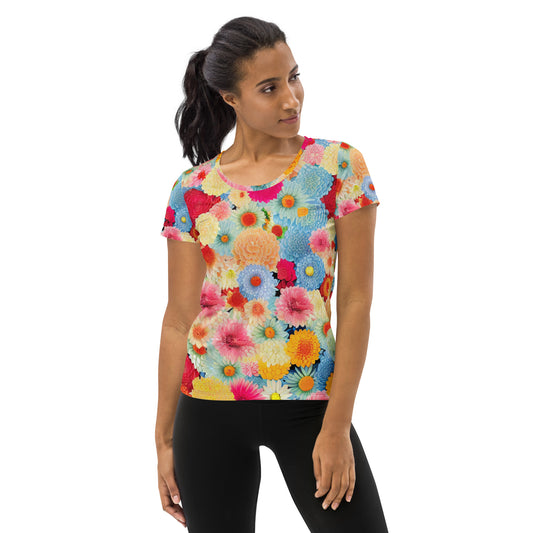 DMV 0106 Floral All-Over Print Women's Athletic T-shirt