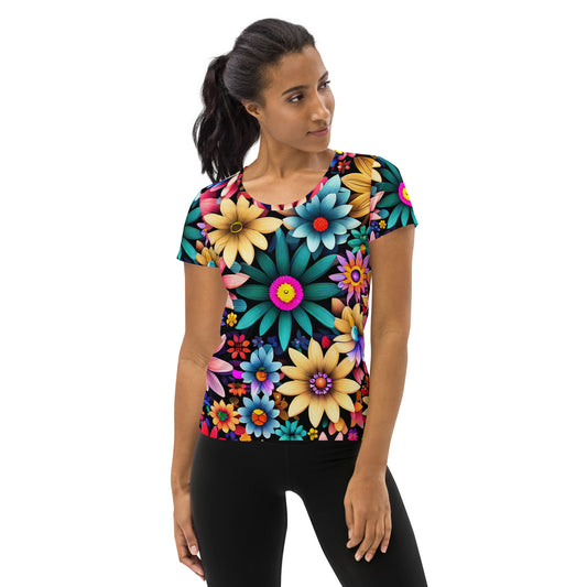 DMV 0265 Floral All-Over Print Women's Athletic T-shirt