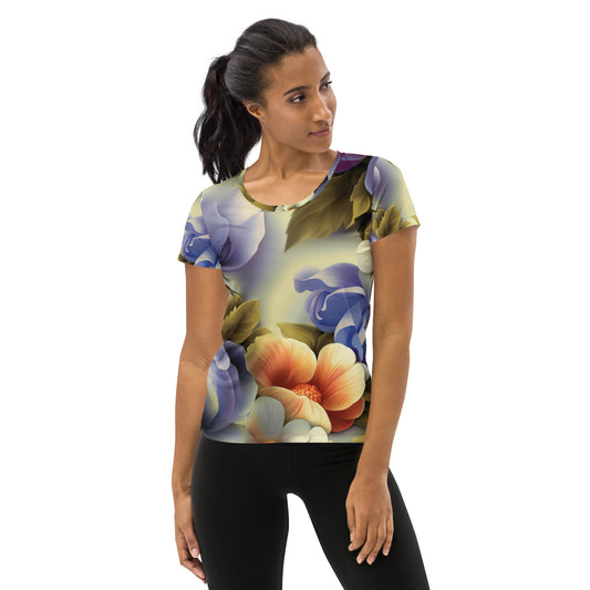 DMV 0109 Floral All-Over Print Women's Athletic T-shirt