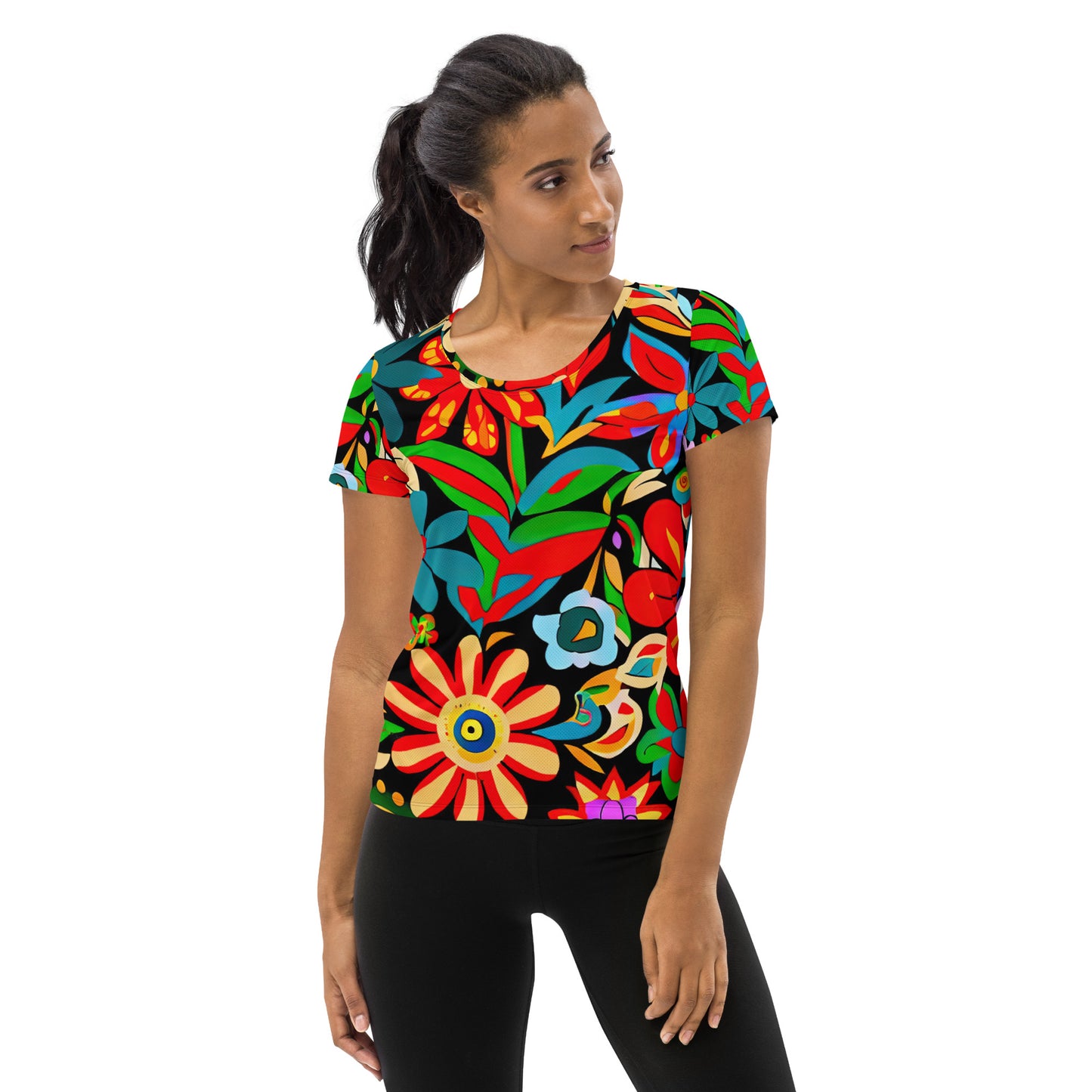 DMV 0116 Floral All-Over Print Women's Athletic T-shirt