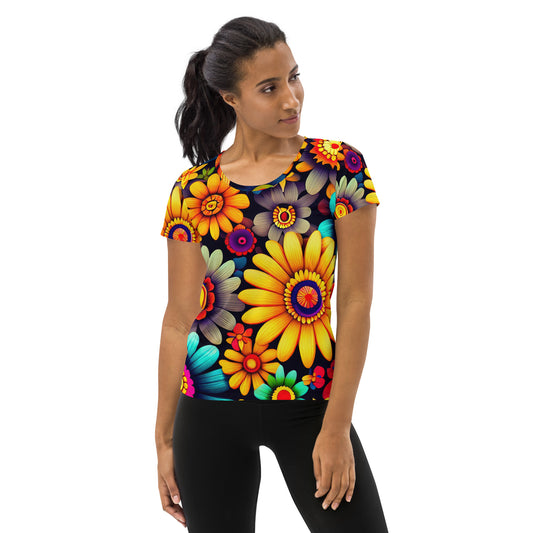 DMV 0158 Floral All-Over Print Women's Athletic T-shirt