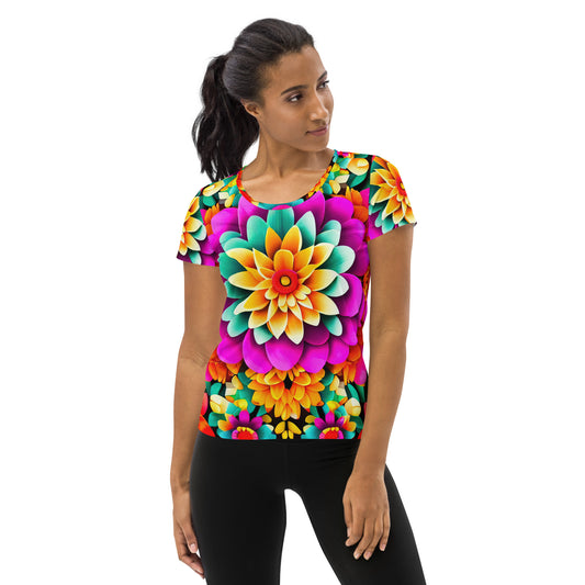 DMV 0250 Floral All-Over Print Women's Athletic T-shirt