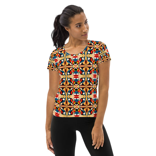 DMV 0148 Vintage Artsy All-Over Print Women's Athletic T-shirt