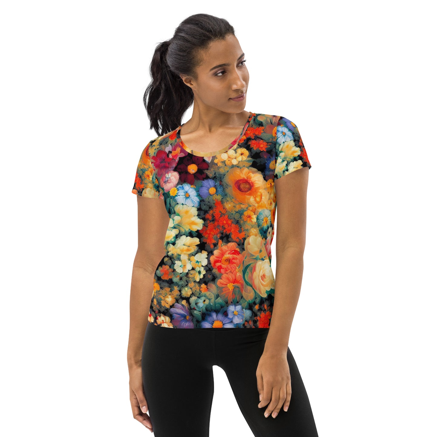 DMV 0150 Floral All-Over Print Women's Athletic T-shirt