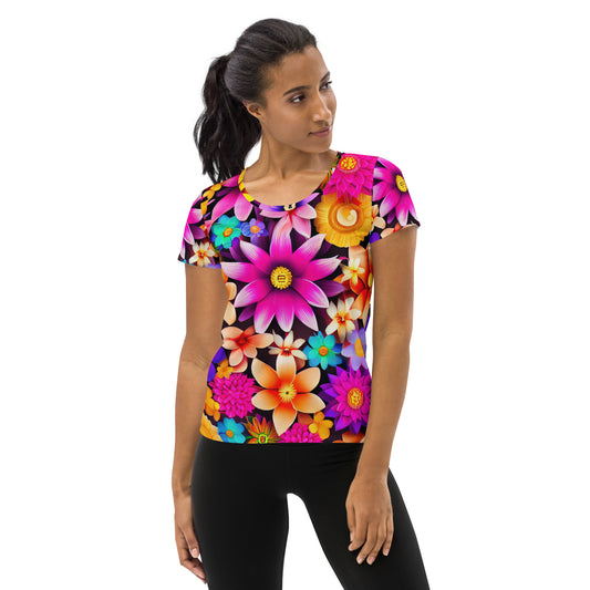 DMV 0136 Floral All-Over Print Women's Athletic T-shirt