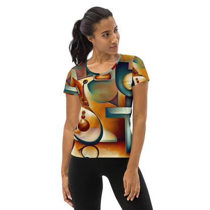 DMV 0143 Retro Art All-Over Print Women's Athletic T-shirt