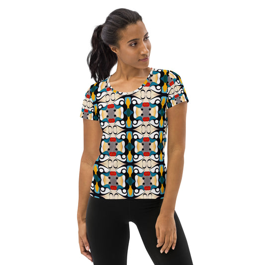 DMV 0139 Vintage Artsy All-Over Print Women's Athletic T-shirt