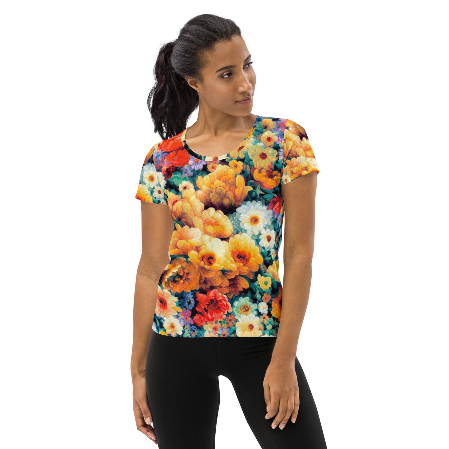 DMV 0146 Floral All-Over Print Women's Athletic T-shirt