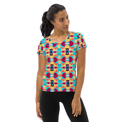 DMV 0134 Vintage Artsy All-Over Print Women's Athletic T-shirt