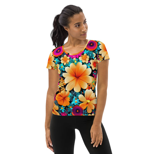 DMV 0259 Floral All-Over Print Women's Athletic T-shirt