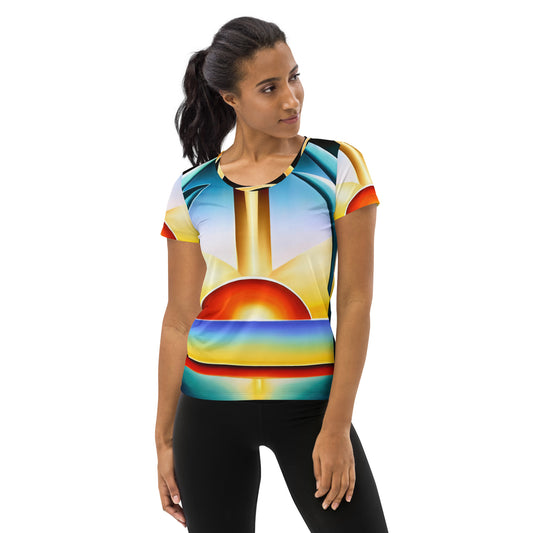 DMV 0262 Retro Art All-Over Print Women's Athletic T-shirt