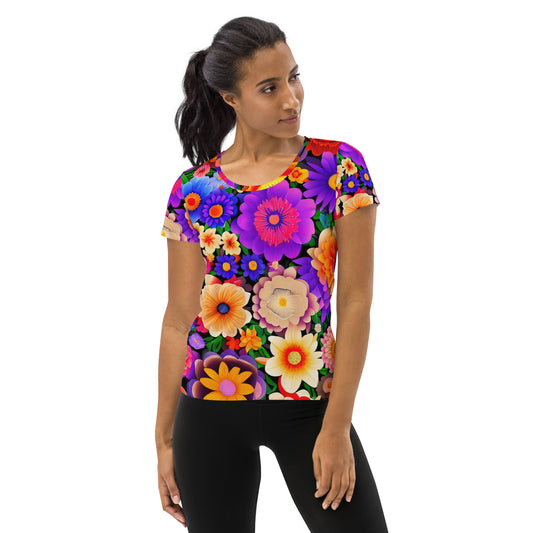 DMV 0309 Floral All-Over Print Women's Athletic T-shirt