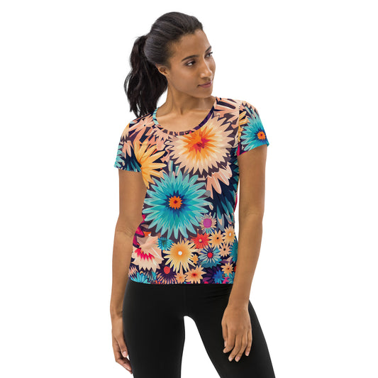 DMV 0404 Floral All-Over Print Women's Athletic T-shirt