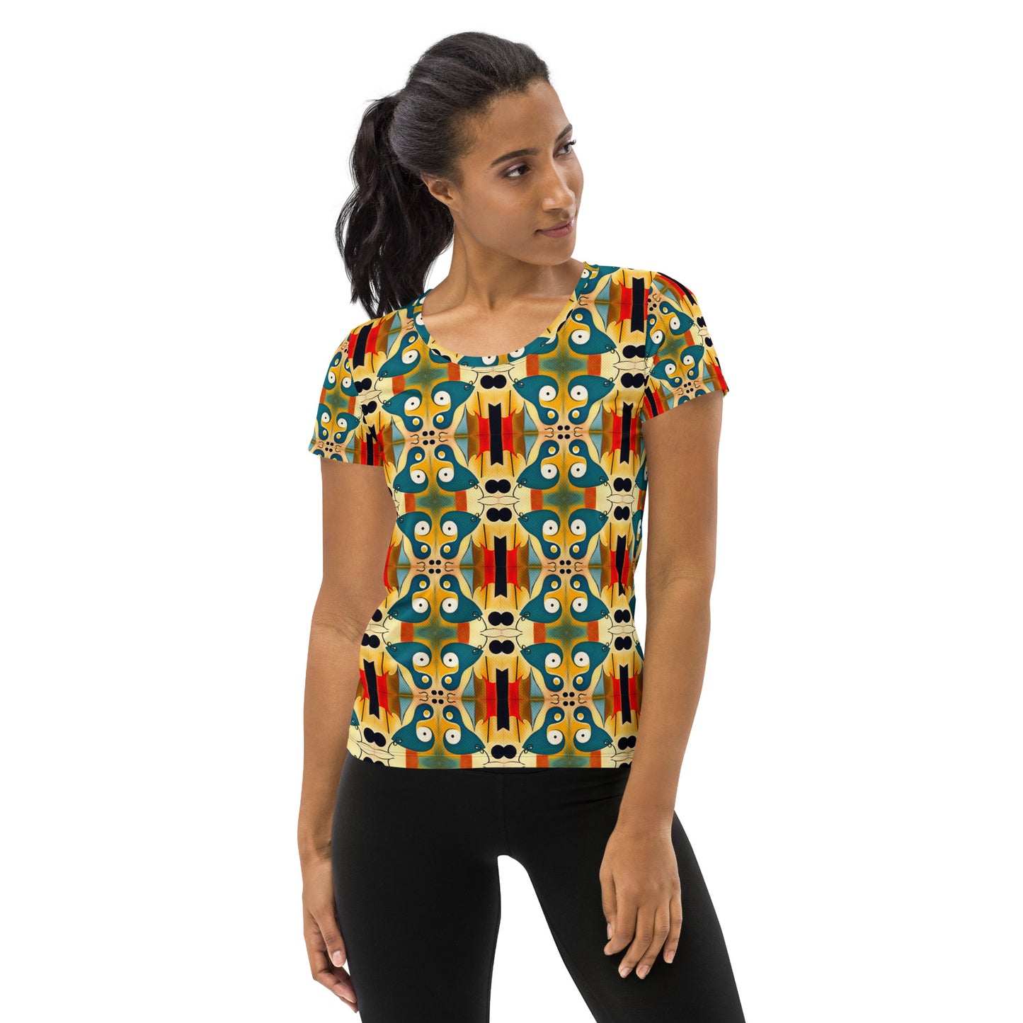 DMV 1526 Vintage Artsy All-Over Print Women's Athletic T-shirt