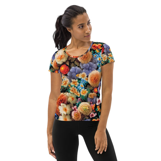 DMV 0302 Floral All-Over Print Women's Athletic T-shirt