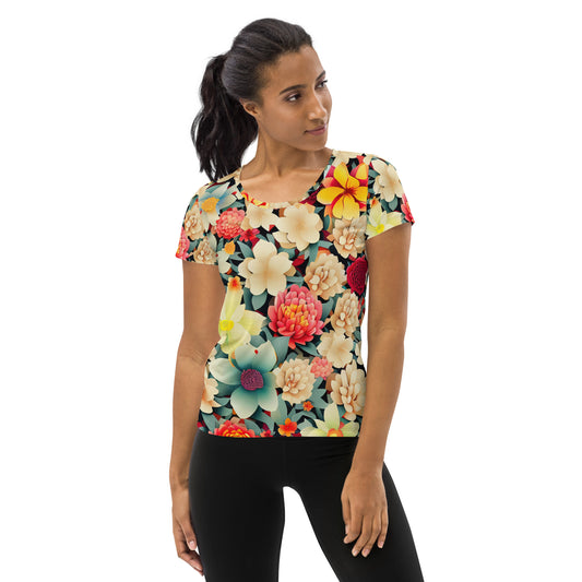 DMV 0260 Floral All-Over Print Women's Athletic T-shirt