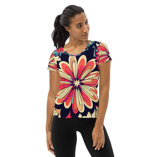 DMV 1525 Floral All-Over Print Women's Athletic T-shirt