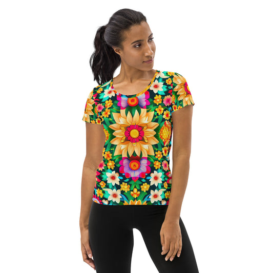 DMV 0193 Floral All-Over Print Women's Athletic T-shirt
