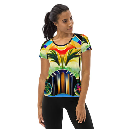 DMV 0258 Retro Art All-Over Print Women's Athletic T-shirt