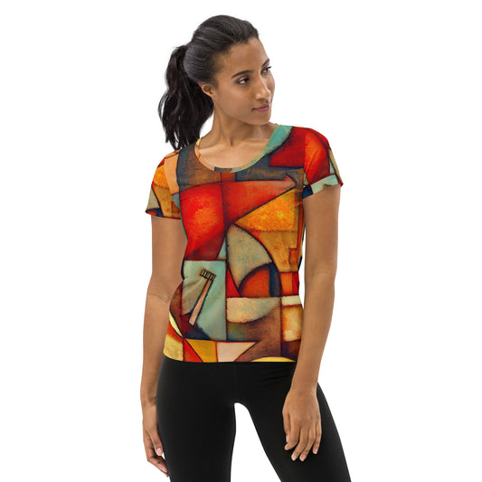 DMV 0298 Retro Art All-Over Print Women's Athletic T-shirt