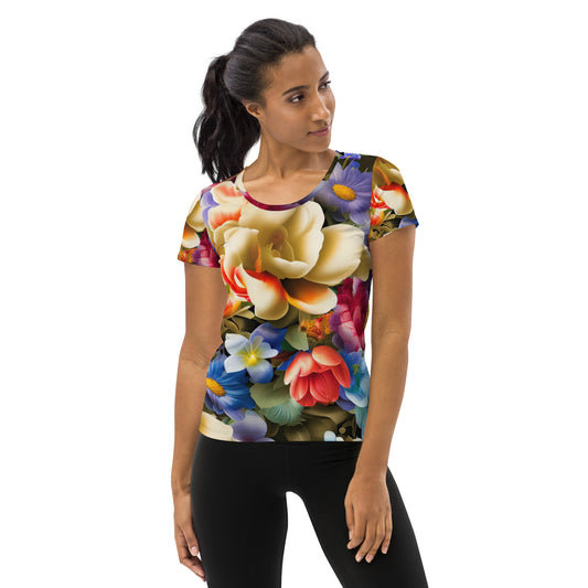 DMV 0268 Floral All-Over Print Women's Athletic T-shirt