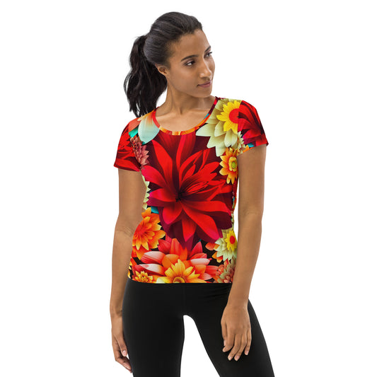 DMV 0419 Floral All-Over Print Women's Athletic T-shirt