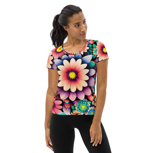 DMV 0515 Floral All-Over Print Women's Athletic T-shirt