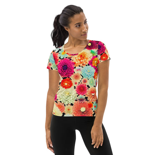 DMV 0424 Floral All-Over Print Women's Athletic T-shirt