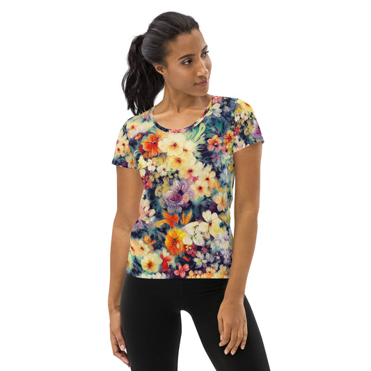 DMV 0513 Floral All-Over Print Women's Athletic T-shirt