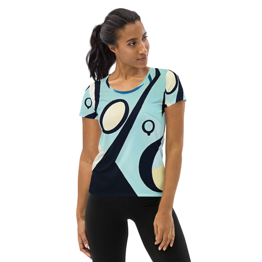 DMV 1829 Retro Art All-Over Print Women's Athletic T-shirt