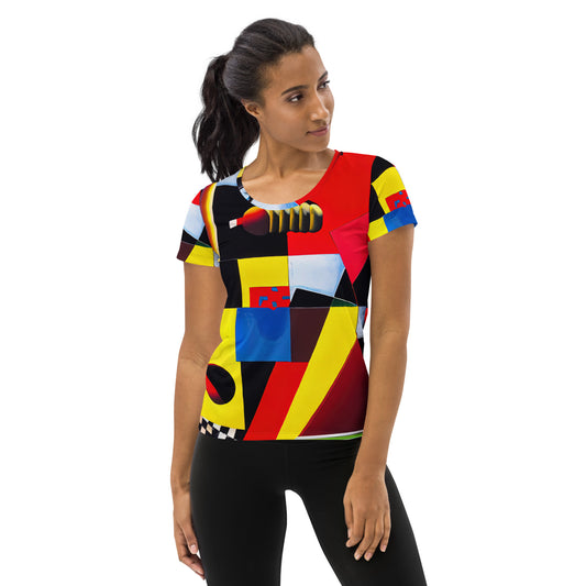 DMV 0606 Retro Art All-Over Print Women's Athletic T-shirt