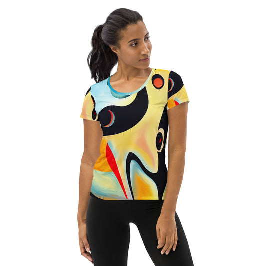 DMV 0937 Retro Art All-Over Print Women's Athletic T-shirt